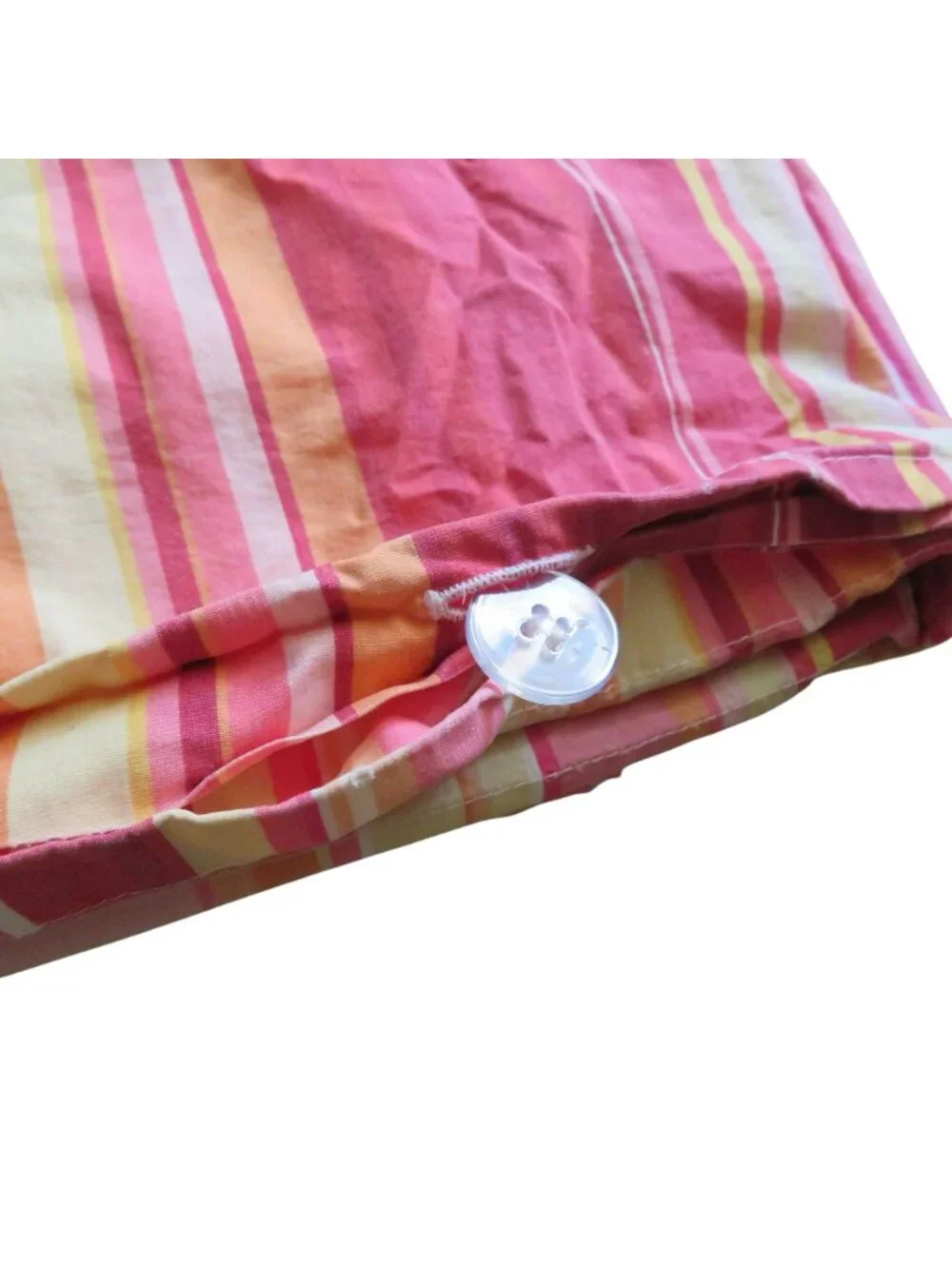Pottery Barn Full/Queen Duvet Cover 2 Pillow Shams Striped Pink/Orange Cotton